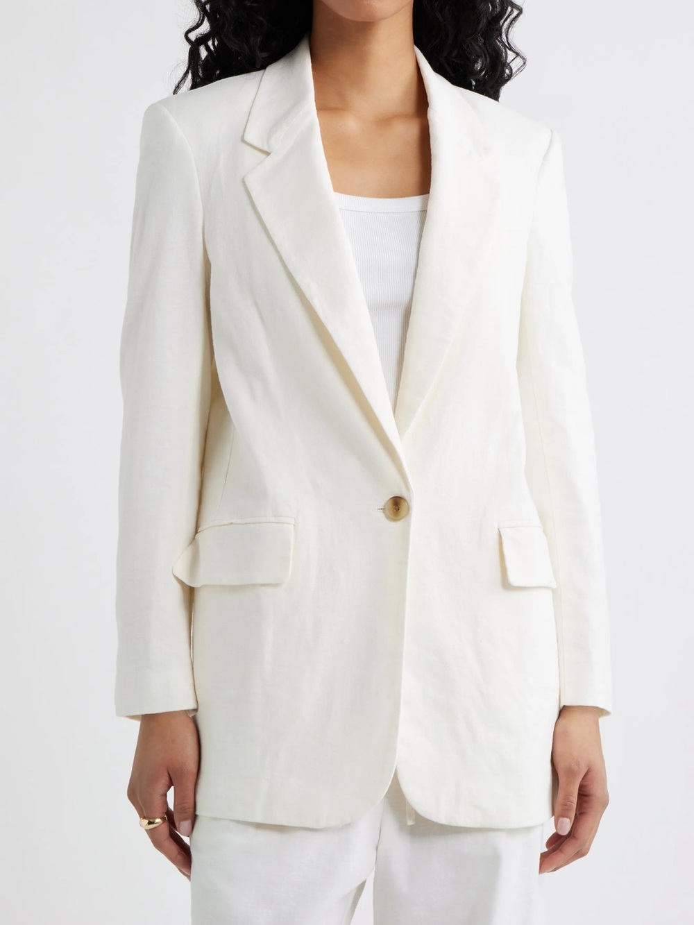 Mavi Women's Cream Single-Button Blazer